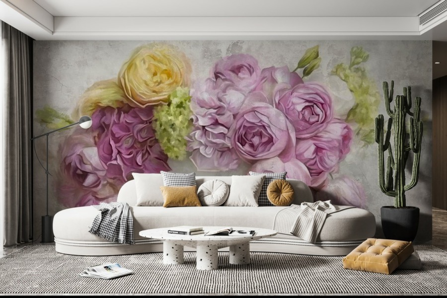 Wandbild eines bunten Blumenstraußes Bouquet of Purple Flowers - Hauptproduktbild