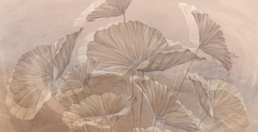 Fototapete mit großen tropischen Blättern Exotische Blätter in Pastellfarben - Bild Nummer 2