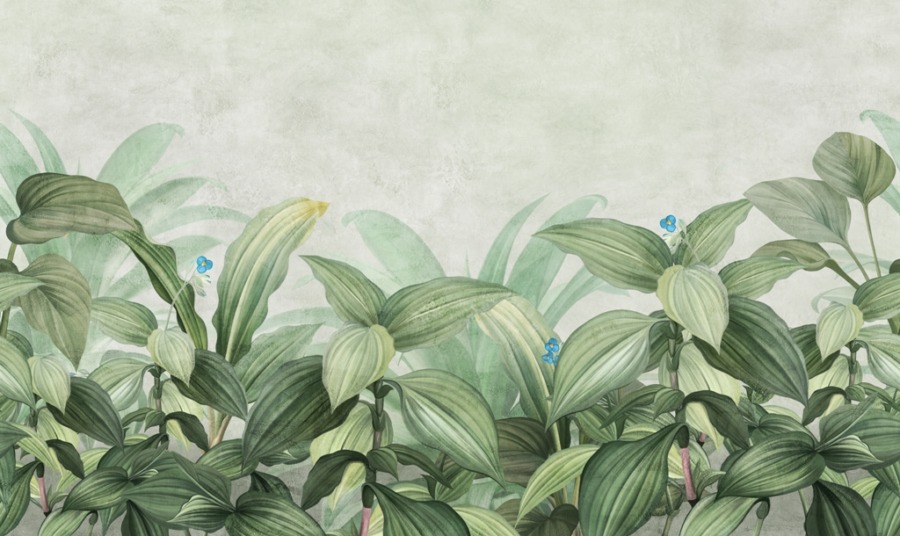 Fototapeta z drobnymi niebieskimi kwiatami w zieleni Egzotyczna Trawa - zdjęcie numer 2
