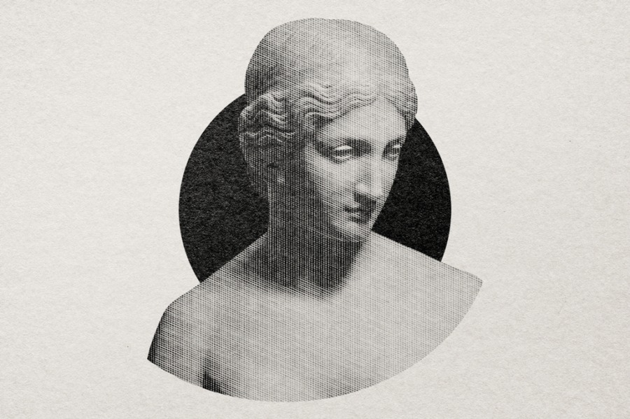 Fototapete mit antikem Motiv und sichtbaren Pixeln Griechische Statue für Wohnzimmer - Bild Nummer 2
