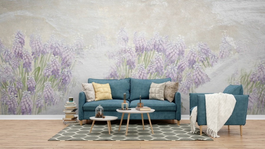 Frühlingsklima-Wandbild Wiese mit blühenden Saphiren - Hauptproduktbild
