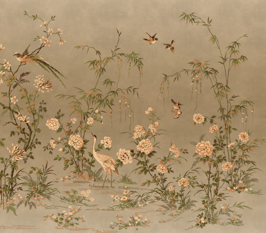 Fototapete mit elegantem asiatischem Blumenmotiv Welt der japanischen Vögel - Bild Nummer 2