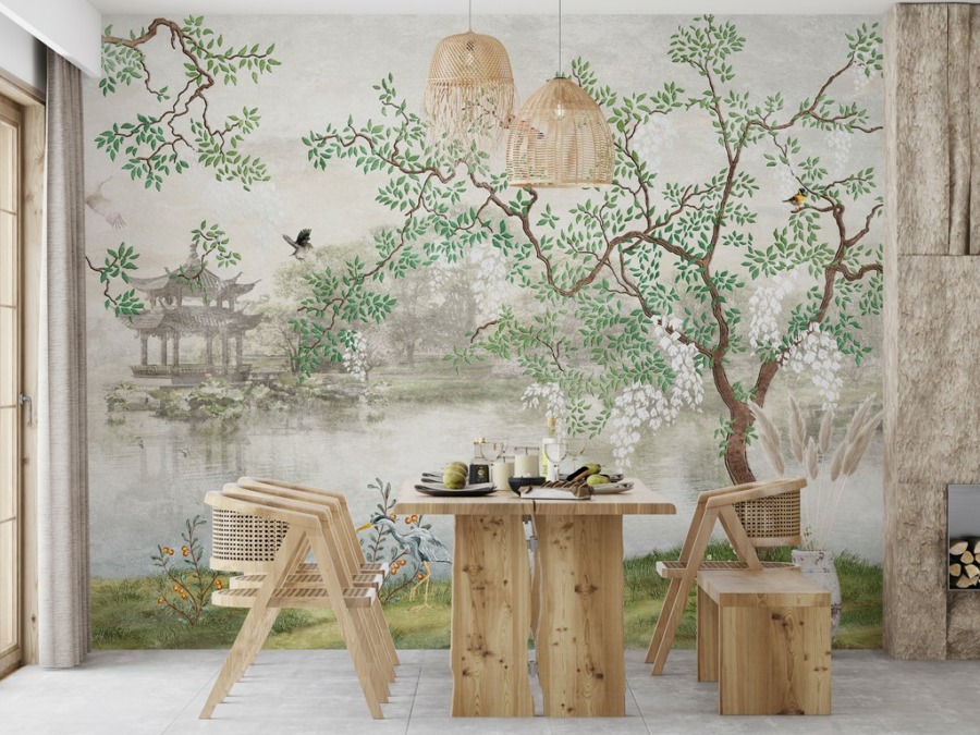 Fototapete Pagode am See In einem japanischen Garten für das Wohnzimmer - Hauptproduktbild