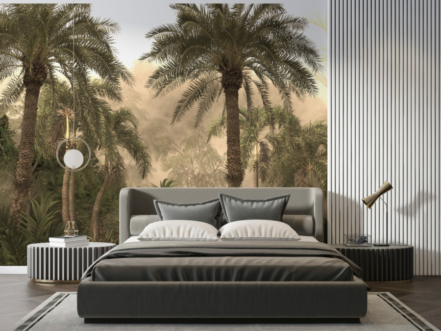 Tropische Motivtapete in warmen Farben High Palms in the Sun - Hauptproduktbild