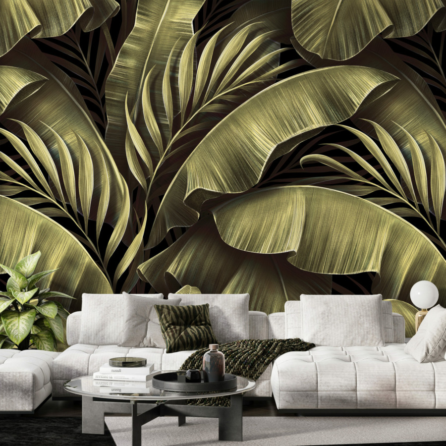 Fototapete mit exotischem Motiv in Grün und Schwarz Tropical Leaf Green - Hauptproduktbild