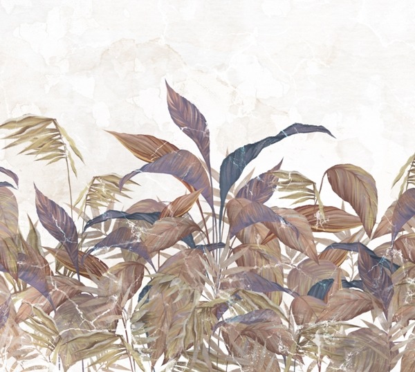 Fototapete – Blätter auf hellem Hintergrund