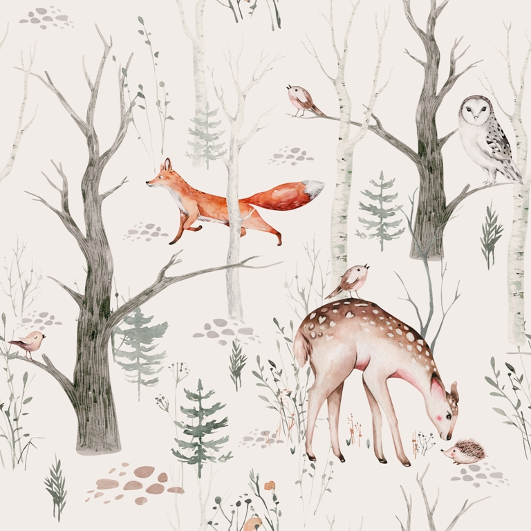 Winterwald und Tierwelt Wandbild für Kinder Ore Fox - Bild Nummer 2