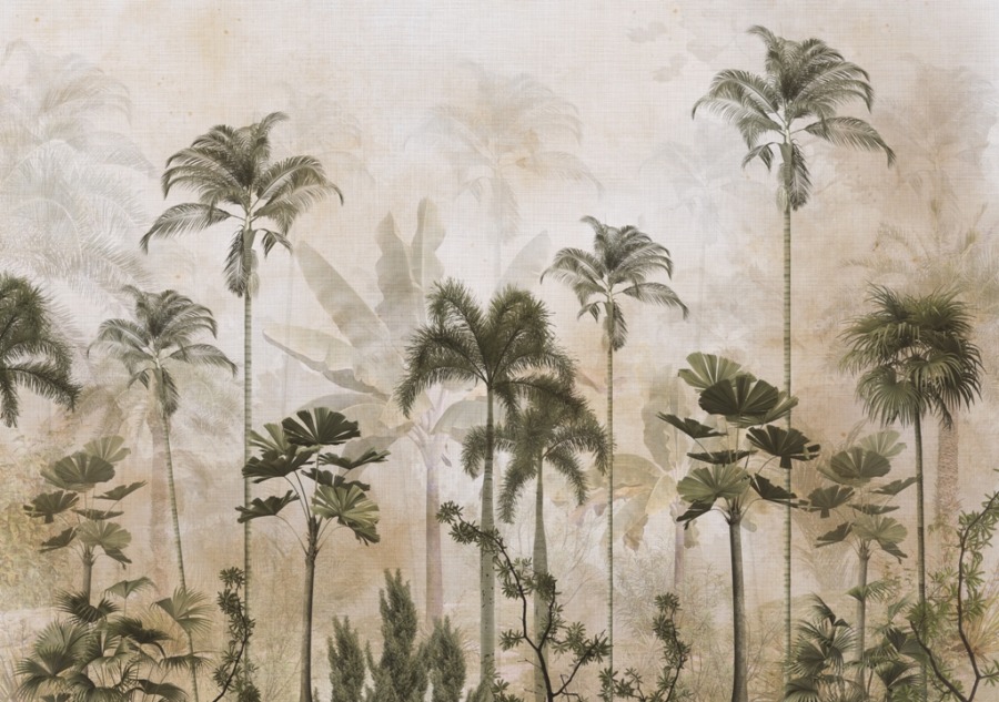 Fototapete in Beige- und Grüntönen High Palms Beyond the Mist - Bild Nummer 2