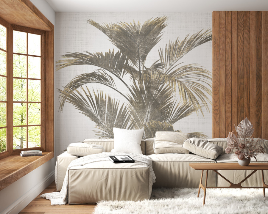 Fototapete mit tropischem Motiv in gedeckten Farben Palme - Hauptproduktbild