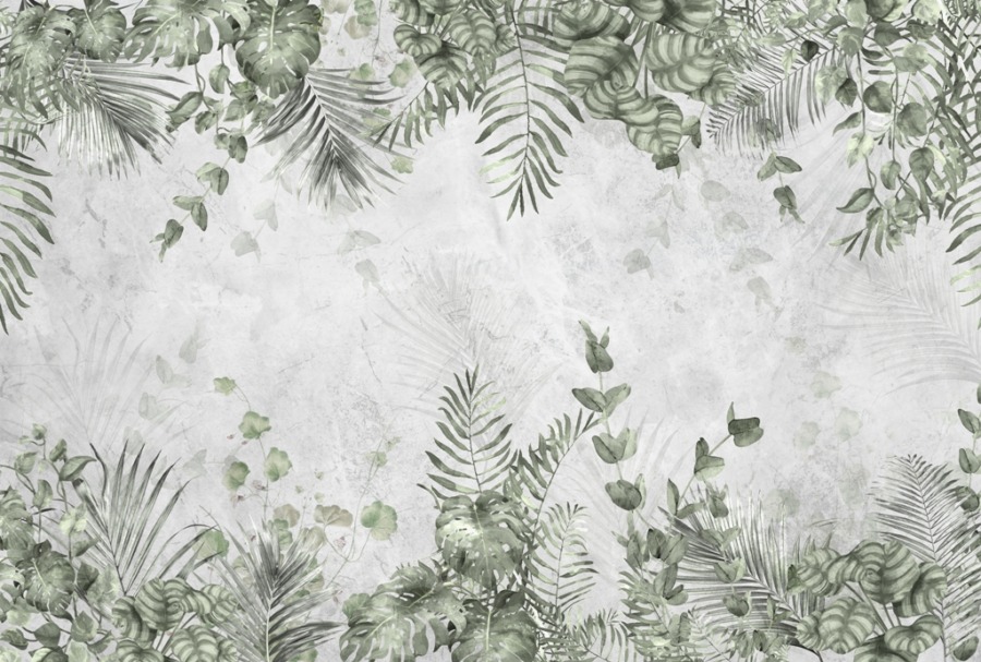 Fototapete mit Pflanzenmotiv auf grauem Hintergrund Exotic Frame - Bildnummer 2