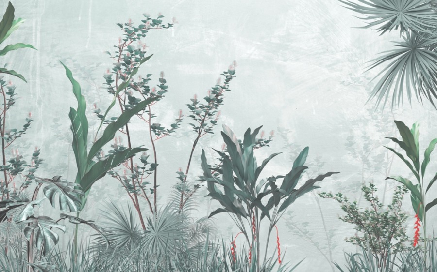 Fototapeta z delikatnym motywem roślinnym w stonowanych barwach Liście i Trawy - zdjęcie numer 2