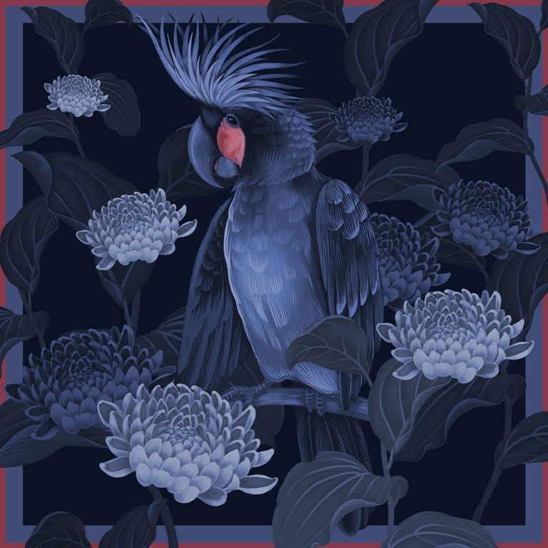 Fototapeta egzotyczna w ciemnych odcieniach Niebieska Papuga - zdjęcie numer 2
