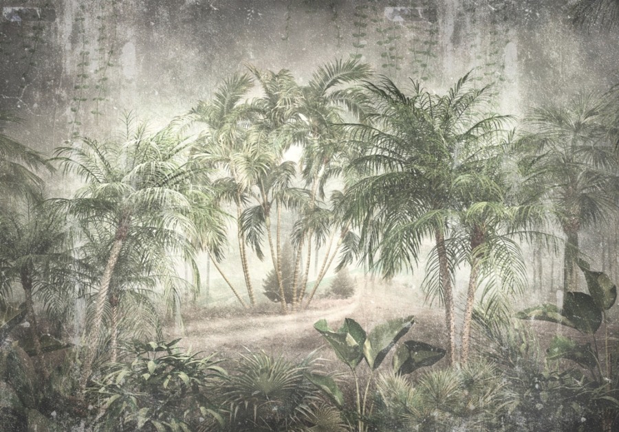 Fototapeta z egzotycznym krajobrazem na starej fotografii Pocztówka Retro z Tropików - zdjęcie numer 2