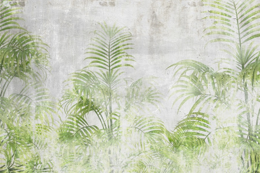 Fototapete mit exotischem Motiv in grün und grau Light Palm Green - Bildnummer 2