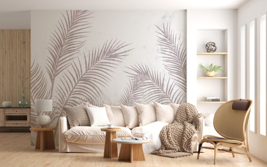 Fototapete mit exotischem Motiv in leuchtenden Farben Warm Palm Plume - Hauptproduktbild