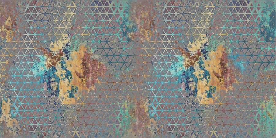 Fototapeta z odcieniami błękitu z motywem geometrycznym Dwie Plamy Na Trójkątach - zdjęcie numer 2