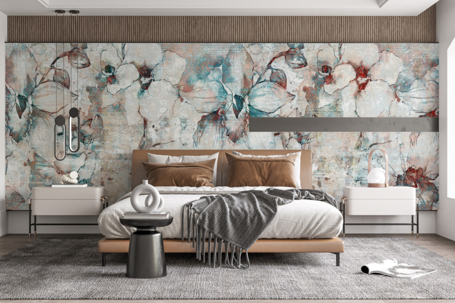 Weißes florales Mosaik Wandbild Flowers Dash Painted - Hauptproduktbild