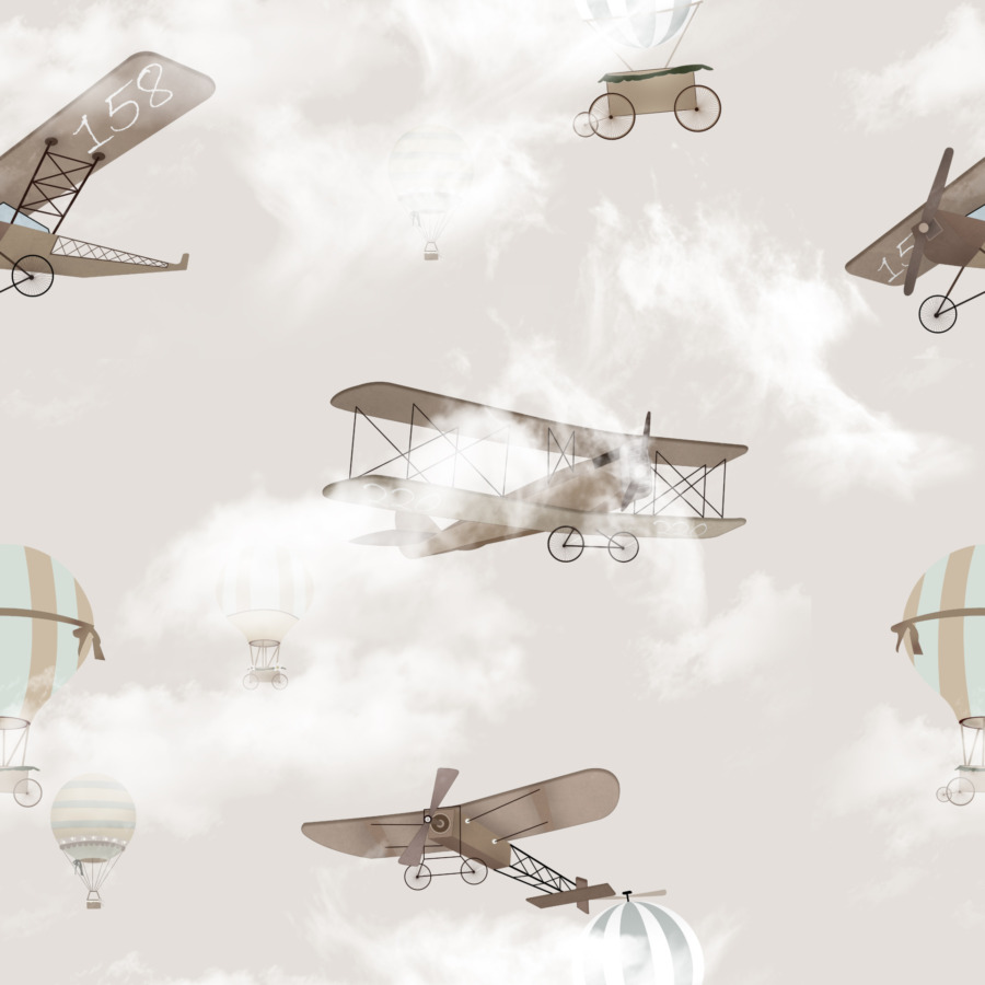 Fototapete mit alten Flugzeugen vor einem bewölkten Himmel Flug hinter den Wolken - Bild Nummer 2
