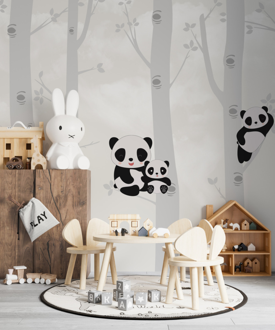 Kinderzimmer Fototapete in sanften, gedeckten Farben Koala Bären auf Bäumen - Hauptproduktfotos