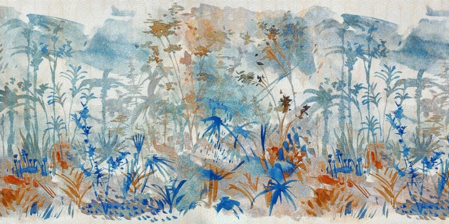 Fototapeta z motywem egzotycznych kwiatów w przewadze błękitu Niebieska i Złota Łąka - zdjęcie numer 2