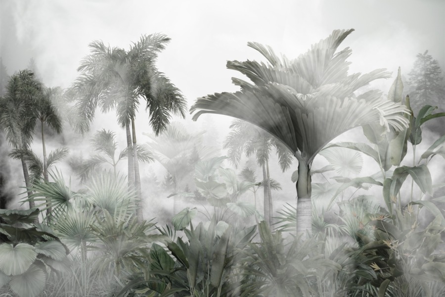 Fototapeta z tropikalnym motywem botanicznym w ciemnych kolorach Tajemnicza Dżungla - zdjęcie numer 2