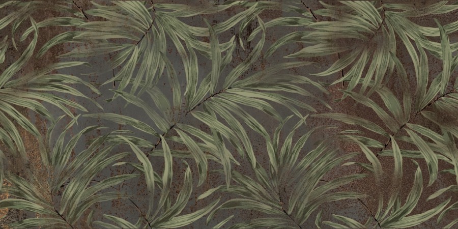 Fototapeta w odcieniach brązu i ciemnej zieleni z dużym motywem roślinnym Zieleń Liści Draceny - zdjęcie numer 2