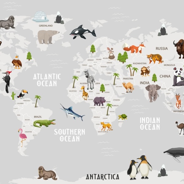 Fototapete Tiere auf den Kontinenten