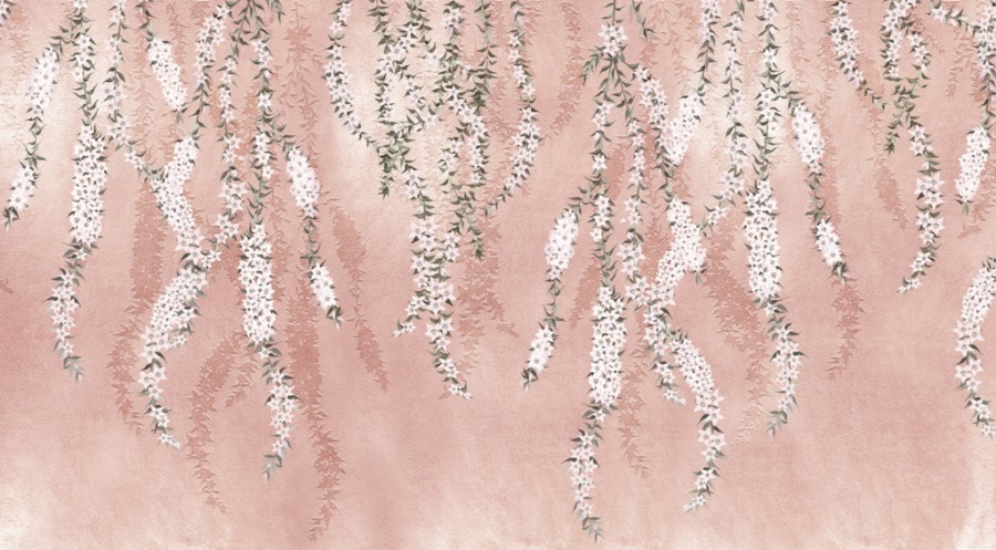 Fototapete von Frühlingsblumen hängen vertikal Weiße Blumen auf rosa Hintergrund - Bild 2