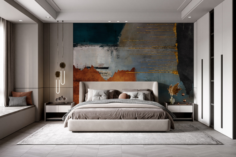 Wandbild in abstrakter Form, ideal für Loft-Interieurs Farbige Streifen - Hauptproduktbild