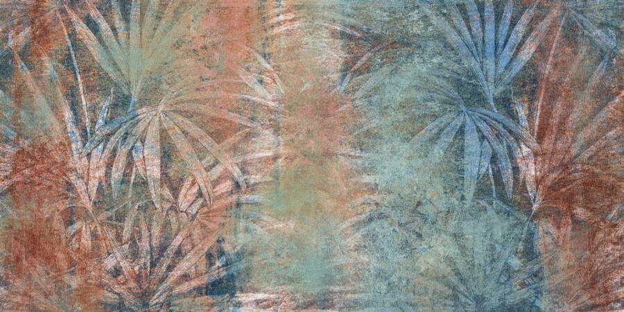 Fototapete in warmen Farben mit exotischem Motiv Umrisse von tropischen Palmen - Bild Nummer 2
