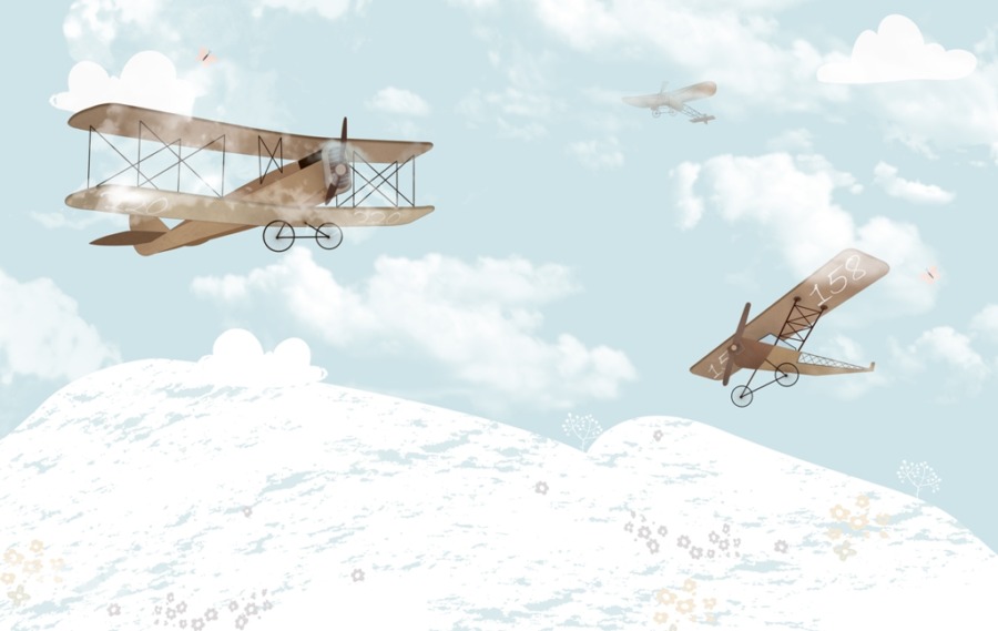 Fototapete mit alten Flugzeugen in der Luft Winterflug - Bild Nummer 2