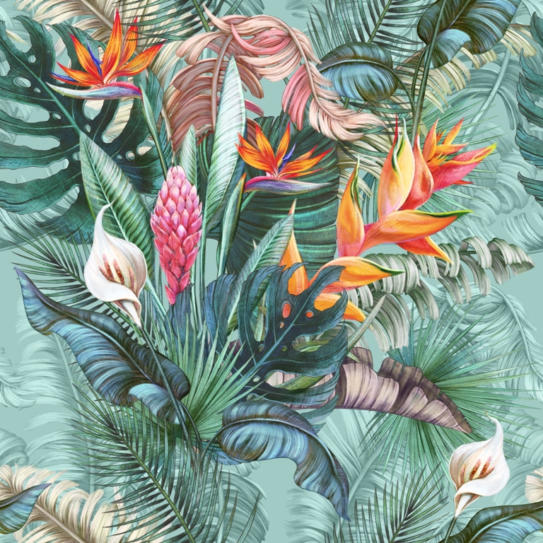 Fototapete in saftigen Farben mit exotischem Blumenmotiv Bouquet of Tropical Flowers - Bild Nummer 2