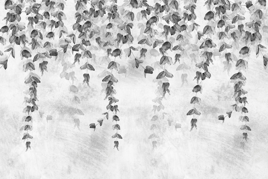 Mit Aquarellfarben gemalte Fototapete in gedeckten Tönen für eine moderne Einrichtung Dark Twigs - Bild Nummer 2