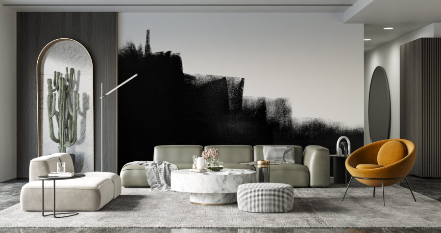 Zweifarbige Fototapete mit abstraktem Schwarz-auf-Weiß-Motiv - Hauptproduktbild