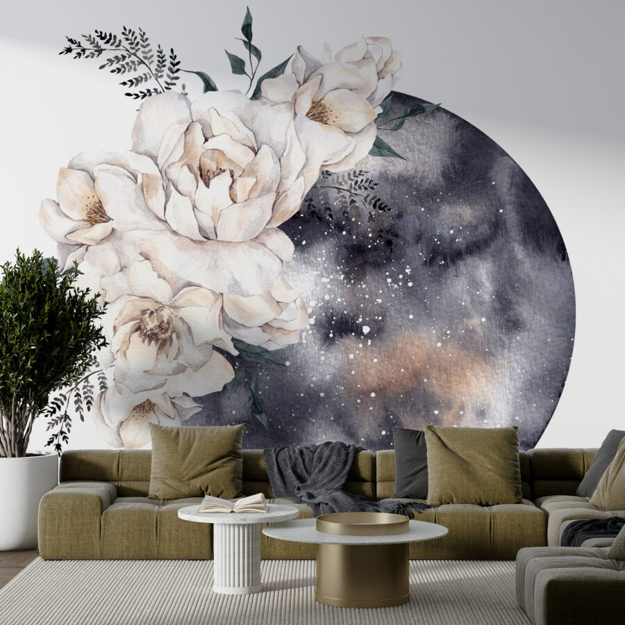 Fantasy-Stil Fototapete Blumen auf dem Mond - Hauptproduktbild