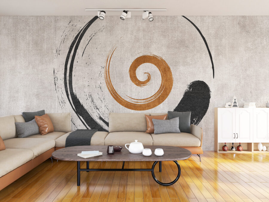 Fototapete im minimalistischen Stil und in gedeckten Farben Motiv Spirale - Hauptproduktbild