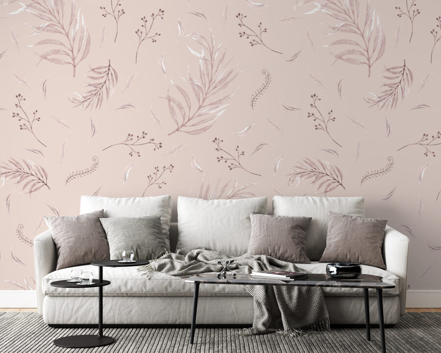 Fototapete im klassischen Stil Rosa Pflanzenmotiv - Hauptproduktbild