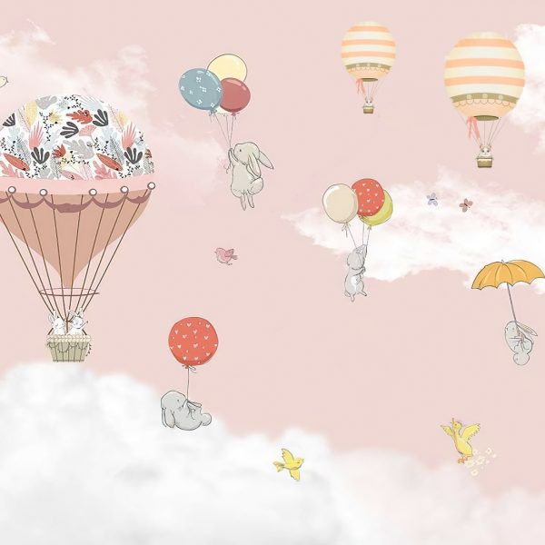 Tapete Luftballons auf einem rosa Hintergrund