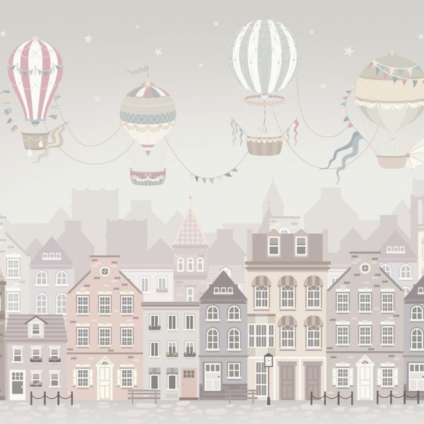 Hintergrundbild Ballons über der Stadt