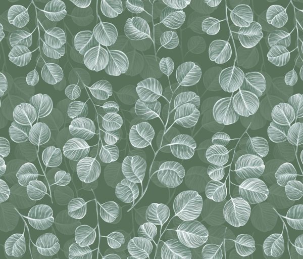 Weiße Blätter in grüner Tapete
