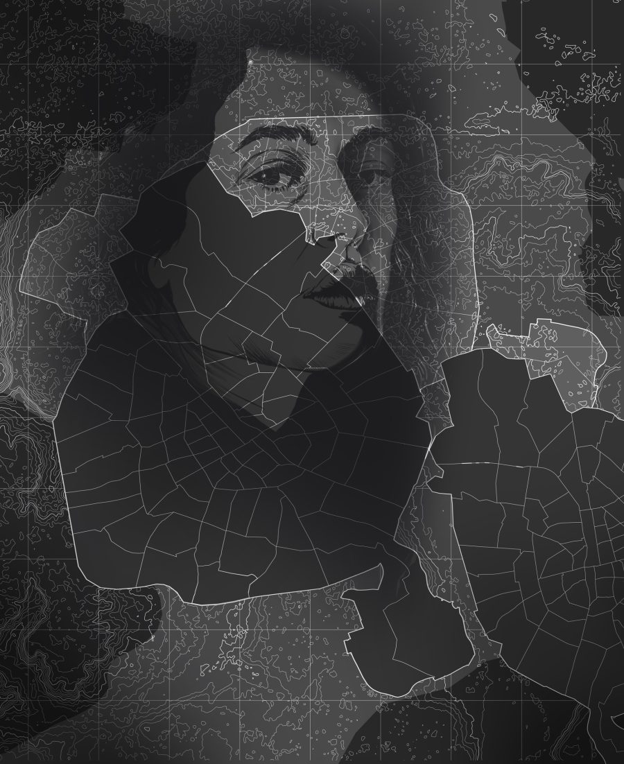 Fototapeta z twarzą kobiety w formie szarego witrażu Kobieta w Szarości - zdjęcie numer 2