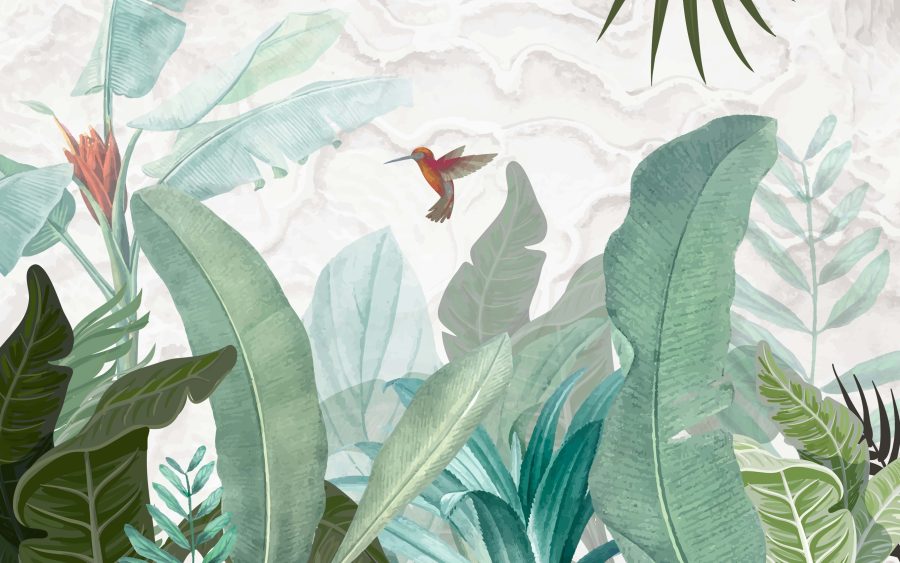 Fototapete mit exotischem Motiv Hummingbird in Leaves - Bild Nummer 2