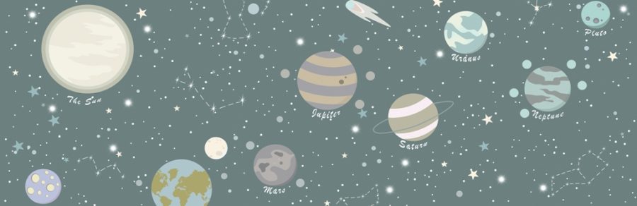 Hintergrundbild mit Himmelskarte und Sternen für Kinder Bunte Planeten - Bild Nummer 2