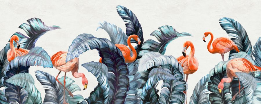 Fototapete im modernen Stil und 3D-Format Pelikane im Laub - Bild Nummer 2