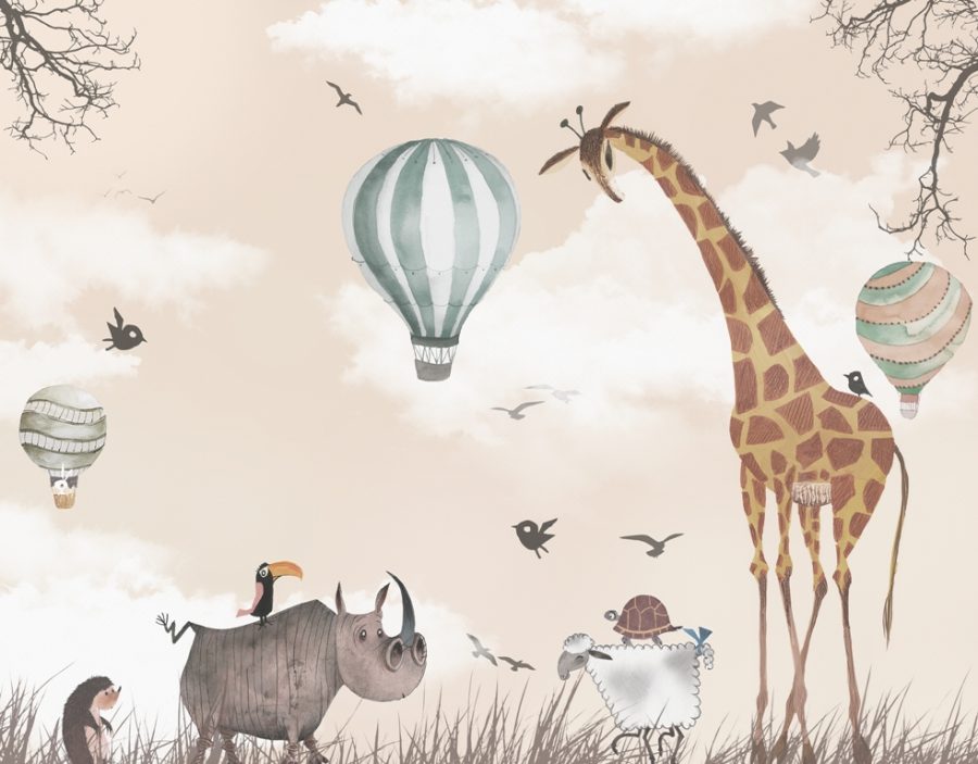 Kinder 3D-Wandmalerei Giraffe und Luftballons - Bild Nummer 2