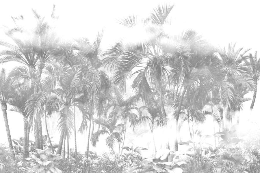 Fototapeta w dwóch stonowanych odcieniach z motywem tropikalnej dżungli Palmy w Bieli - zdjęcie numer 2