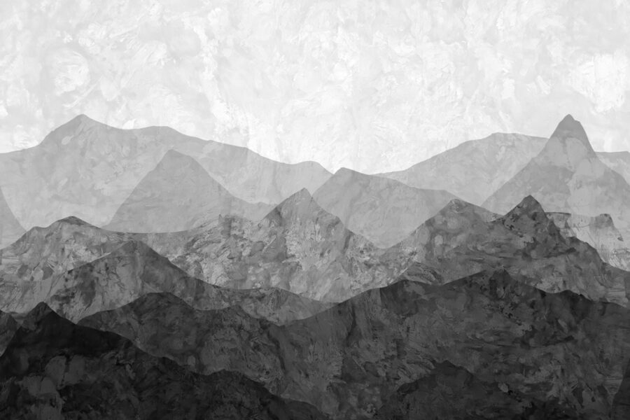 Fototapete mit einer Bergkette in modernen Grautönen Graue Berge - Bild Nummer 2