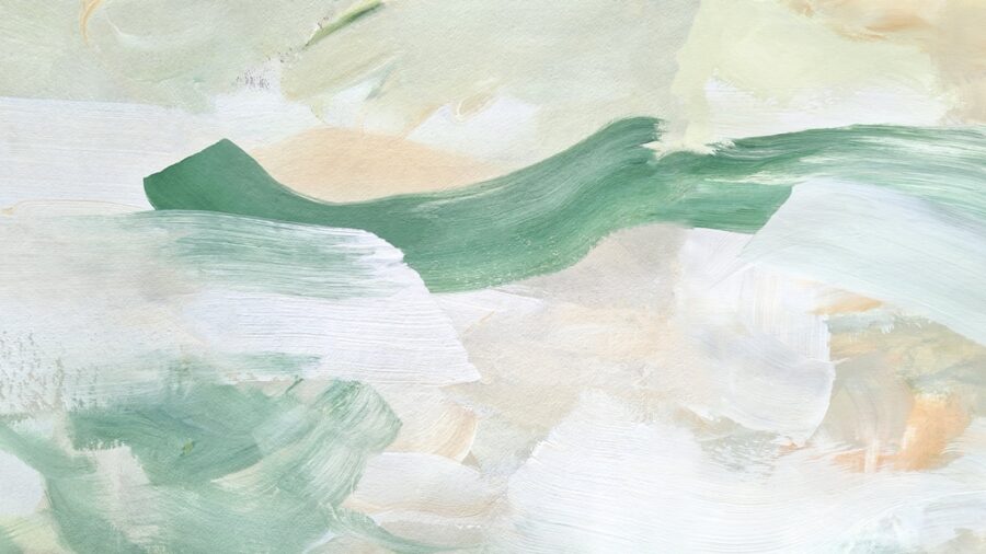 Freie Pinselstriche Wandmalerei in grün, grau und braun Grüne Abstraktion - Bild Nummer 2