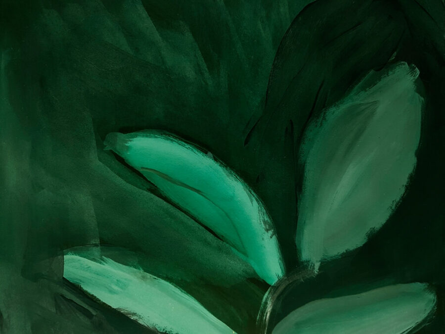 Fototapete in Grüntönen mit einem abstrakten Bild eines tropischen Blattes Bright Green - Produktbildnummer 2