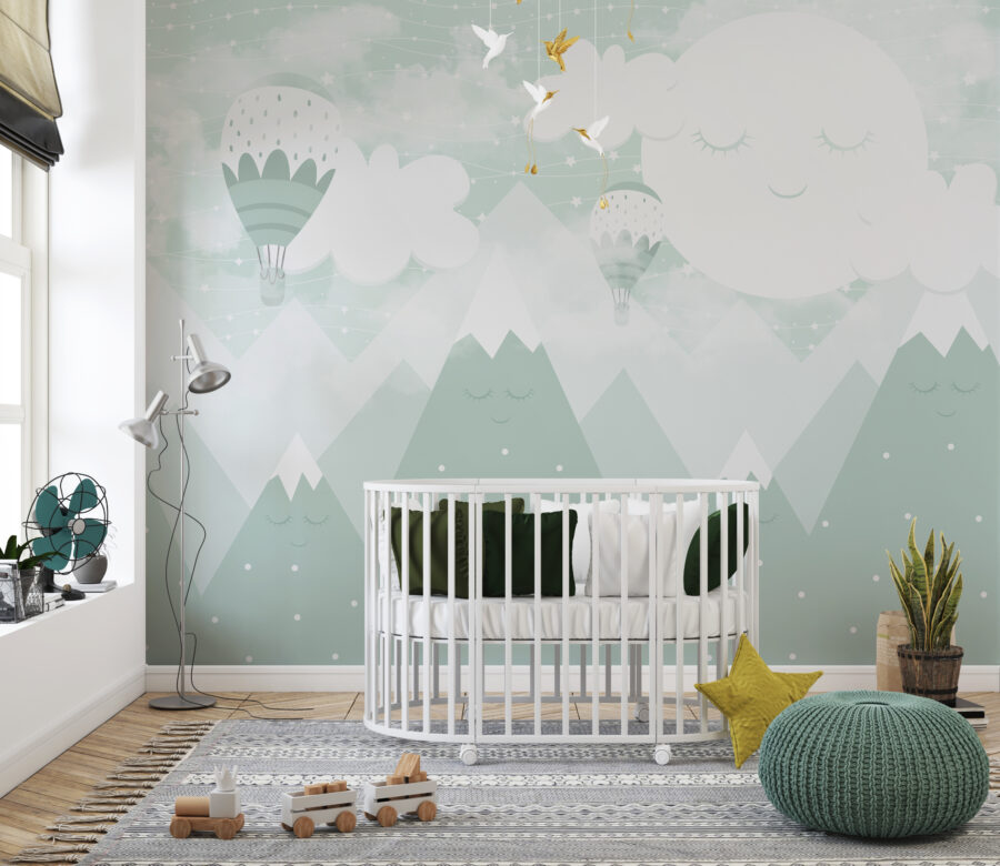 Fototapete ideal für Kinderzimmer in sanften Farben und Hochgebirgsthema Schlafende Berge - Hauptproduktbild